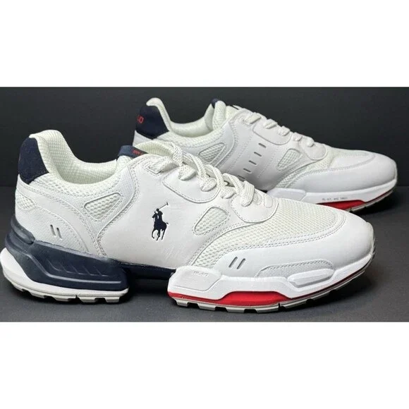 Polo Ralph Lauren Shoes Men Size 11.5 Colorblocked Jogger Sneakers White Lace up